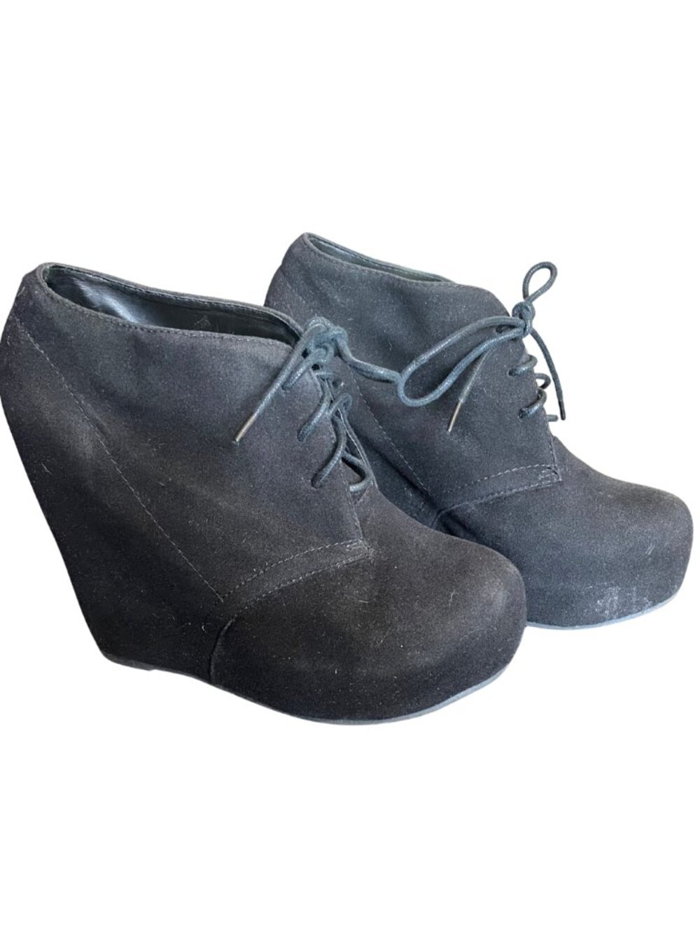 Glaze | black suede style booties wedge heels | size 8.5